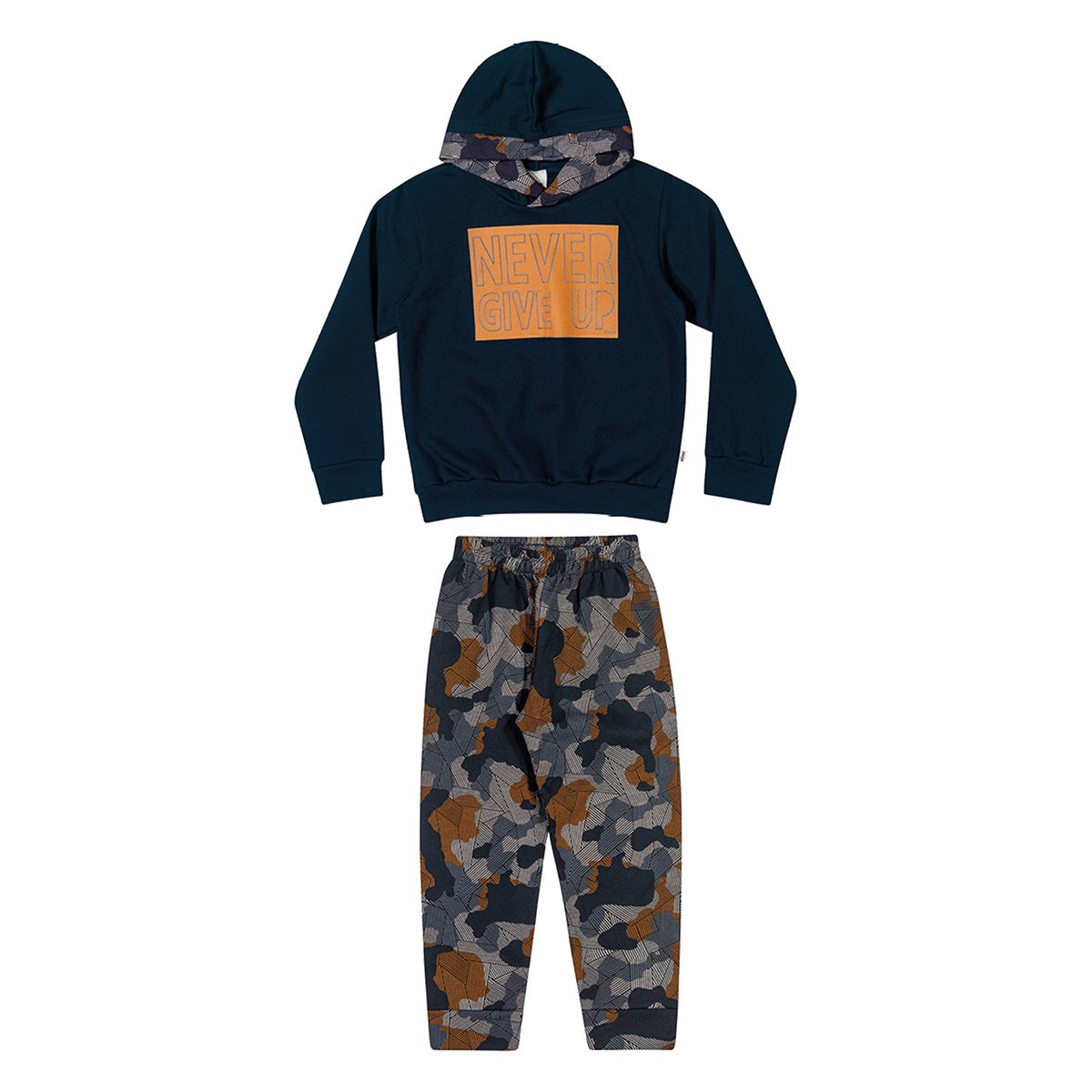 Conjunto Moletom Juvenil Elian Estampado Capuz Blusa + Calça Masculino