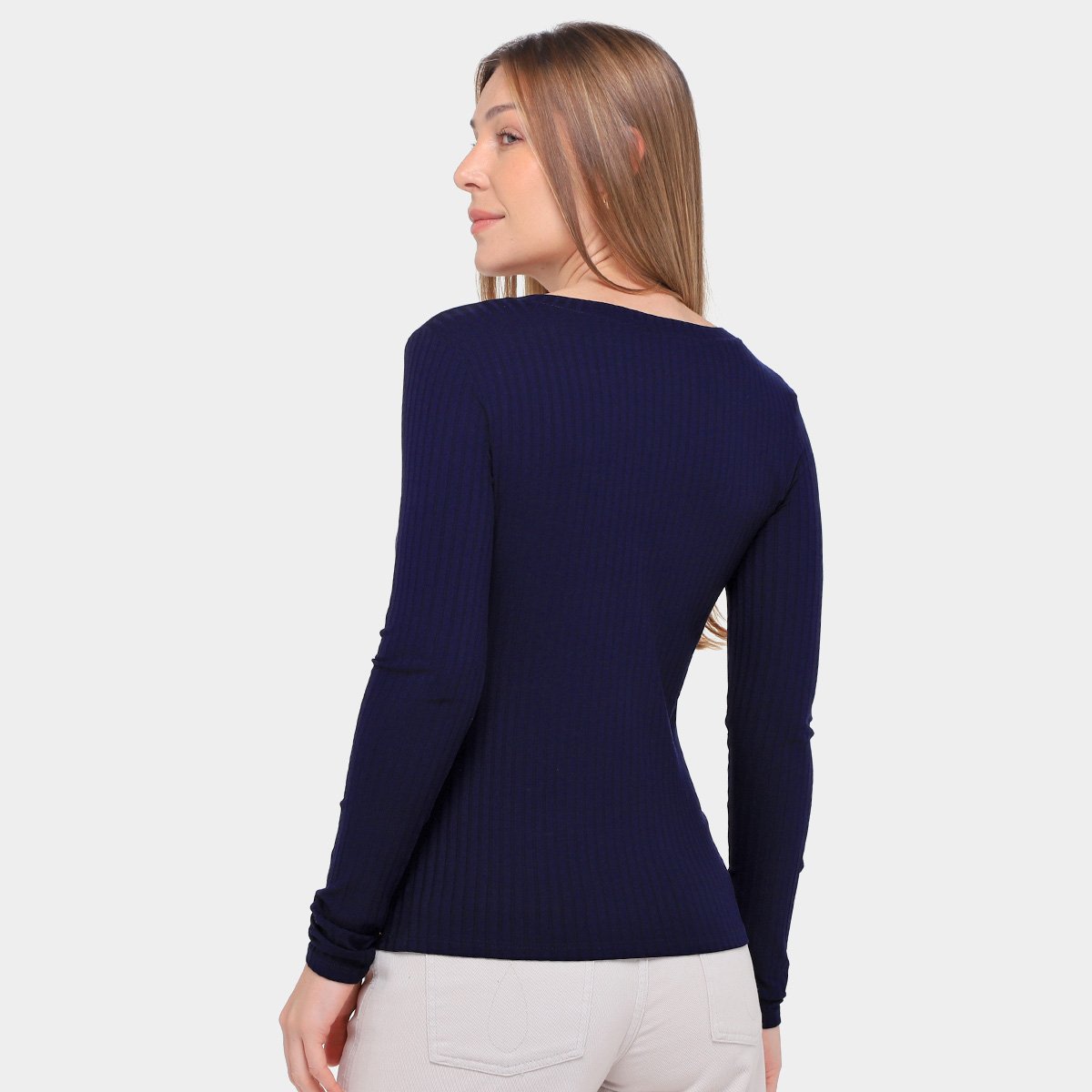 Blusa Lunender Canelada Tracy Manga Longa Feminina - Tam: P - 1