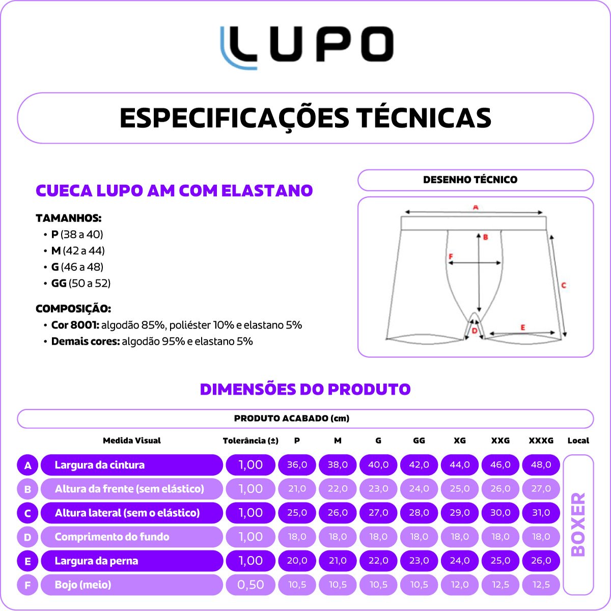Kit Cueca Boxer Lupo Masculina - 10 Peças - Tam: P - 3