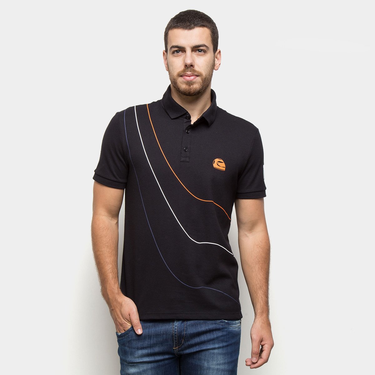 Camisa Polo RB111 Rubens Barrichello Lines Masculina
