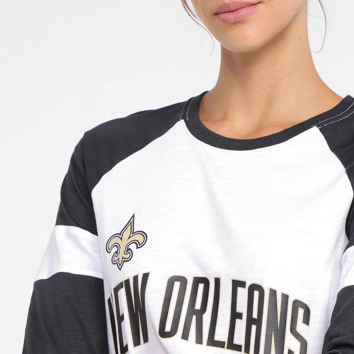Camiseta Nike NFL New Orleans Saints Slub 3Q Raglan Feminina - Tam: P - 2