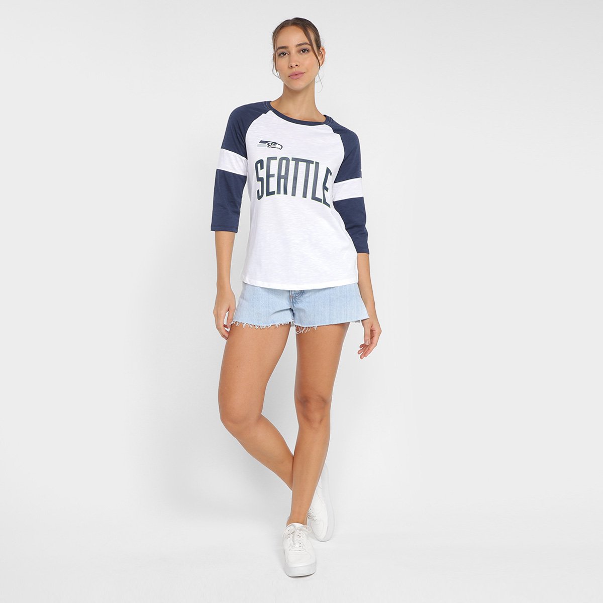 Camiseta Nike NFL Seattle Seahawks Slub 3Q Raglan Feminina - Tam: P - 3