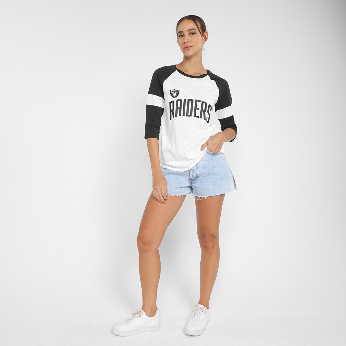 Camiseta Nike NFL Las Vegas Raiders Slub 3Q Raglan Feminina - Tam: P - 3