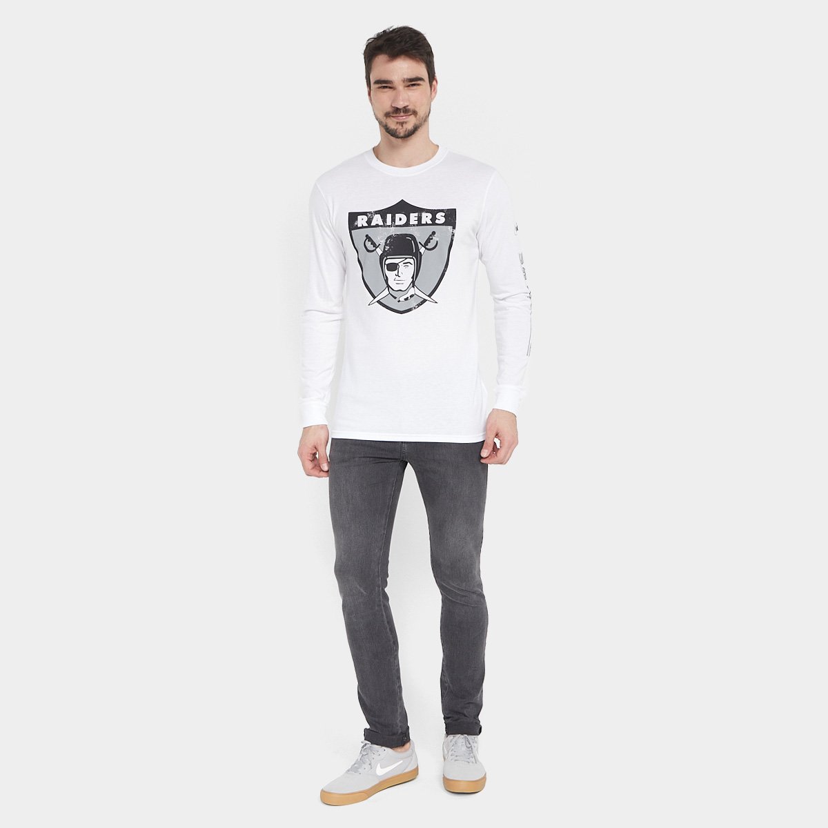 Camiseta Nike NFL Las Vegas Raiders Fashion Manga Longa Masculina - Tam: G - 3
