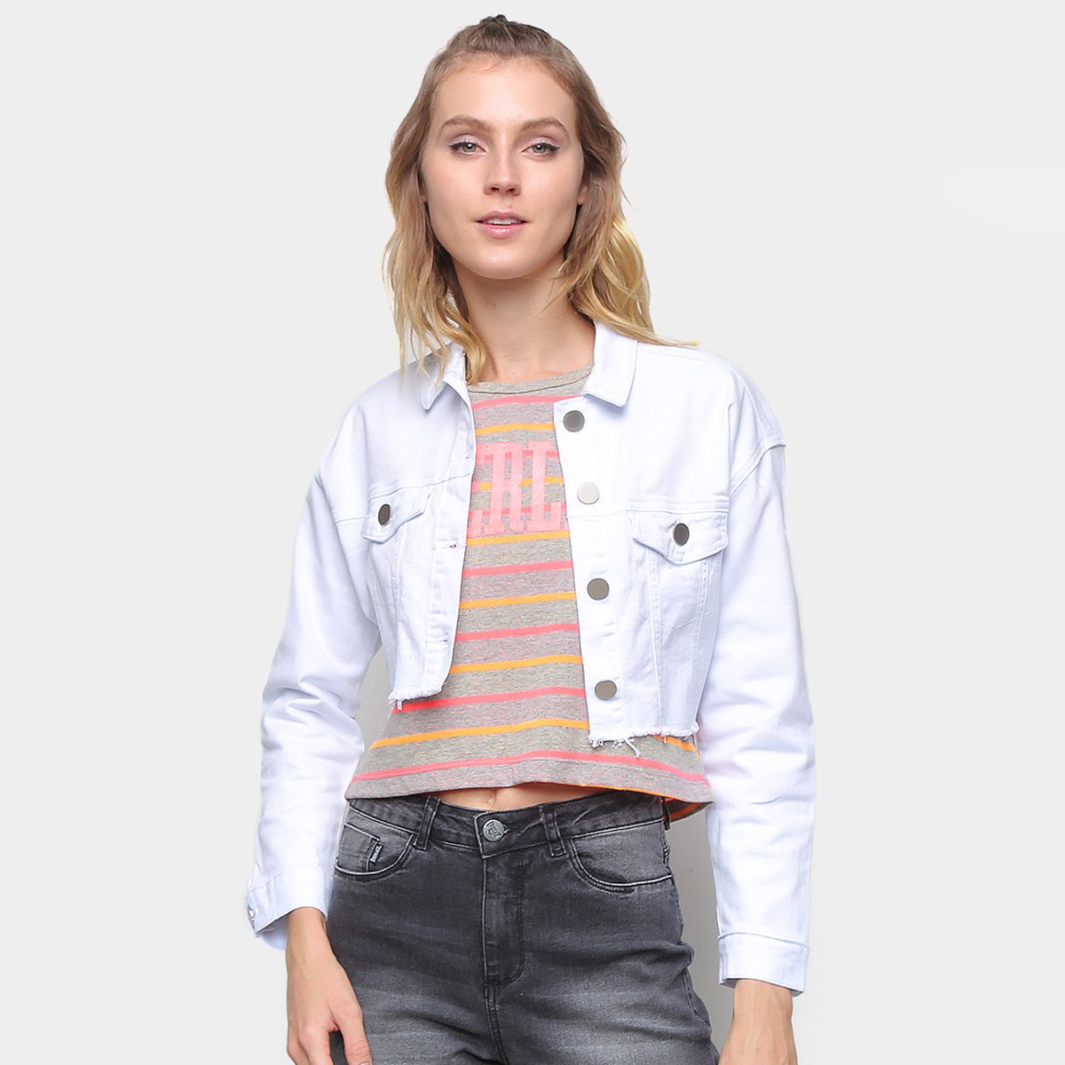 Jaqueta Jeans Cropped Everlast Color Feminina