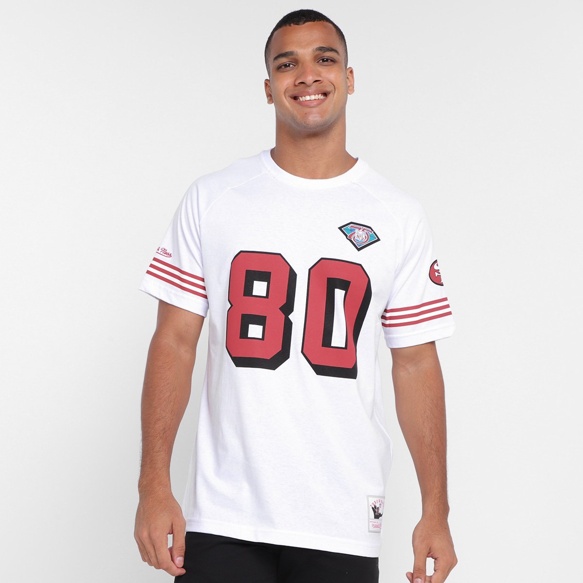 Camiseta Mitchell & Ness Raglan San Francisco 49Ers Masculina