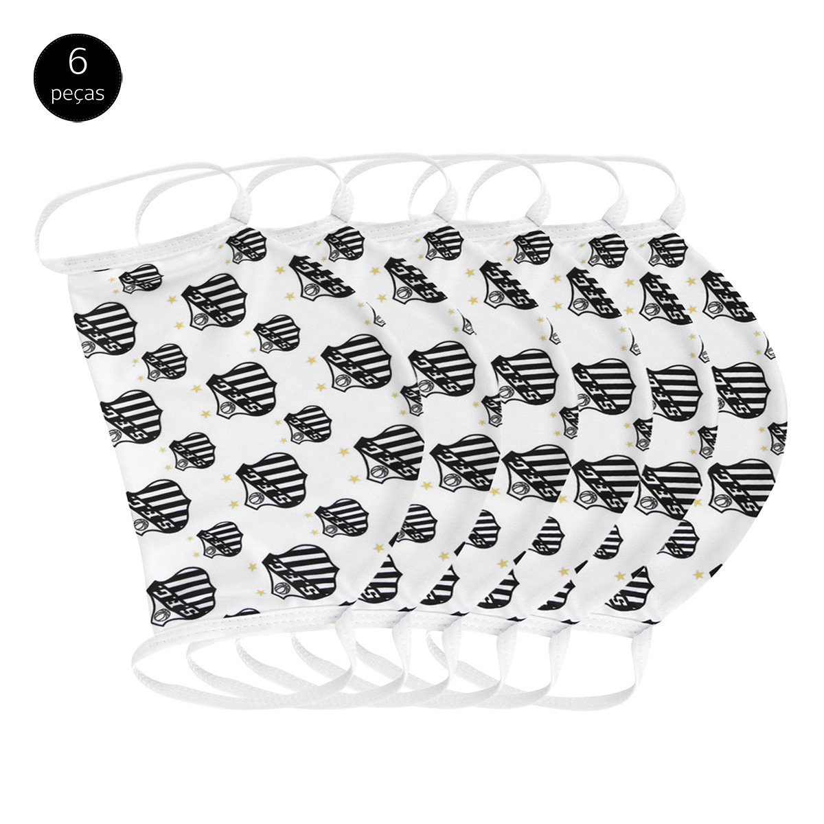 Kit de Máscaras de Proteção Santos Escudos Laváveis - 6 Unid
