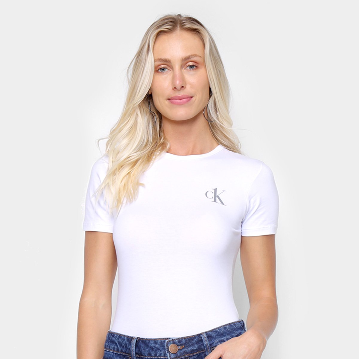 Body Calvin Klein CK One Basic Manga Curta Feminino
