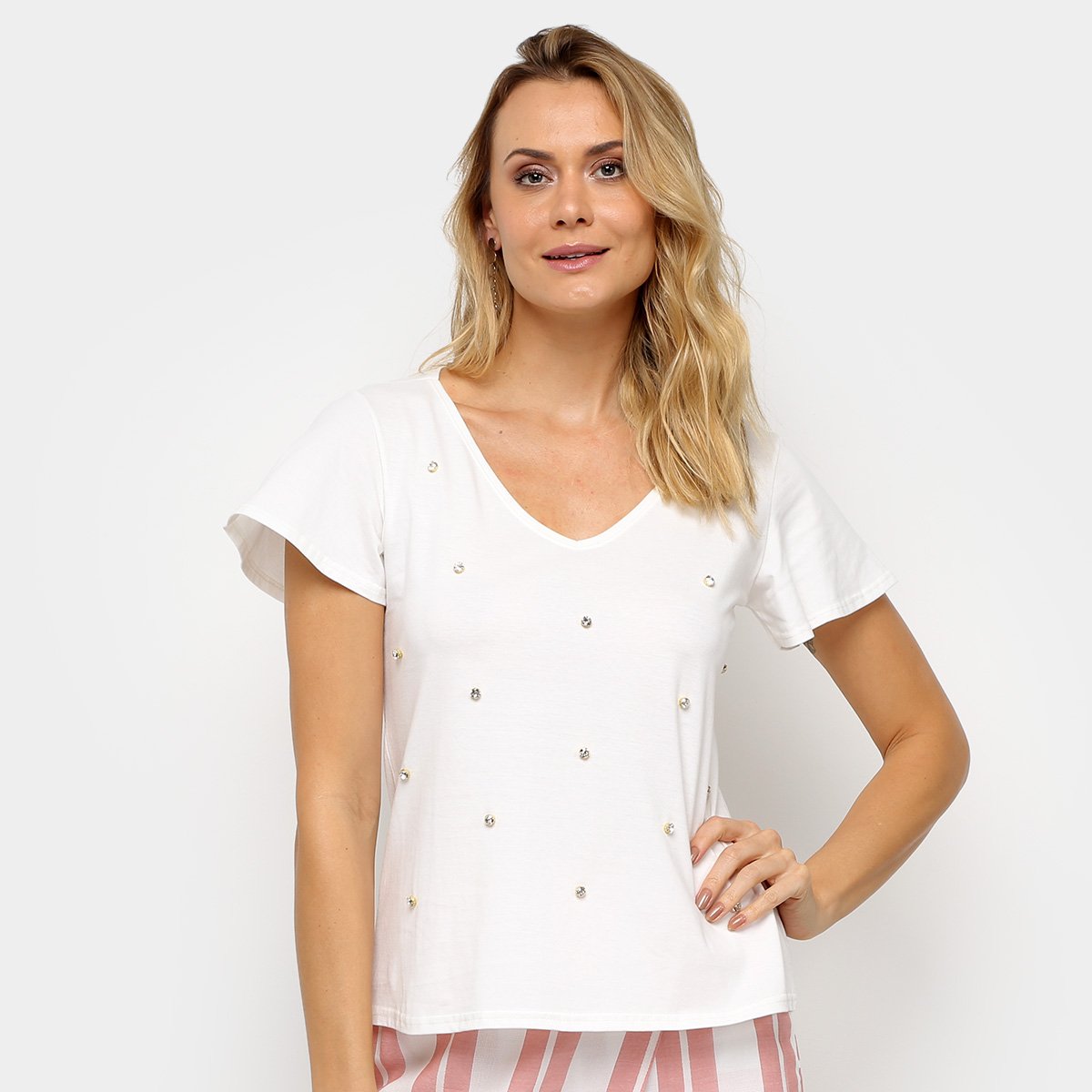Blusa Malwee Ampla Apliques Feminina