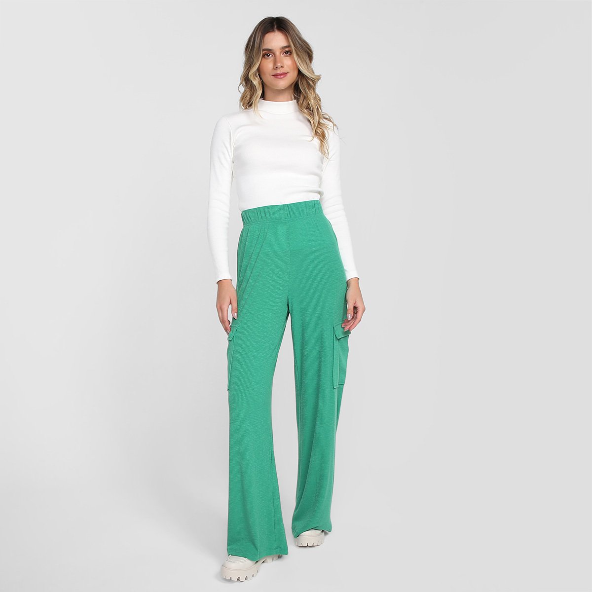 Calça Wide Leg Lança Perfume Com Bolso Cargo Feminina - Tam: M - 1