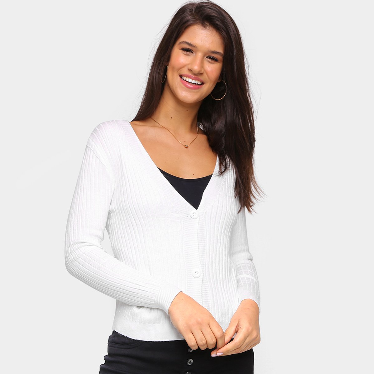 Tricô Top Modas Aberto Cropped Feminino