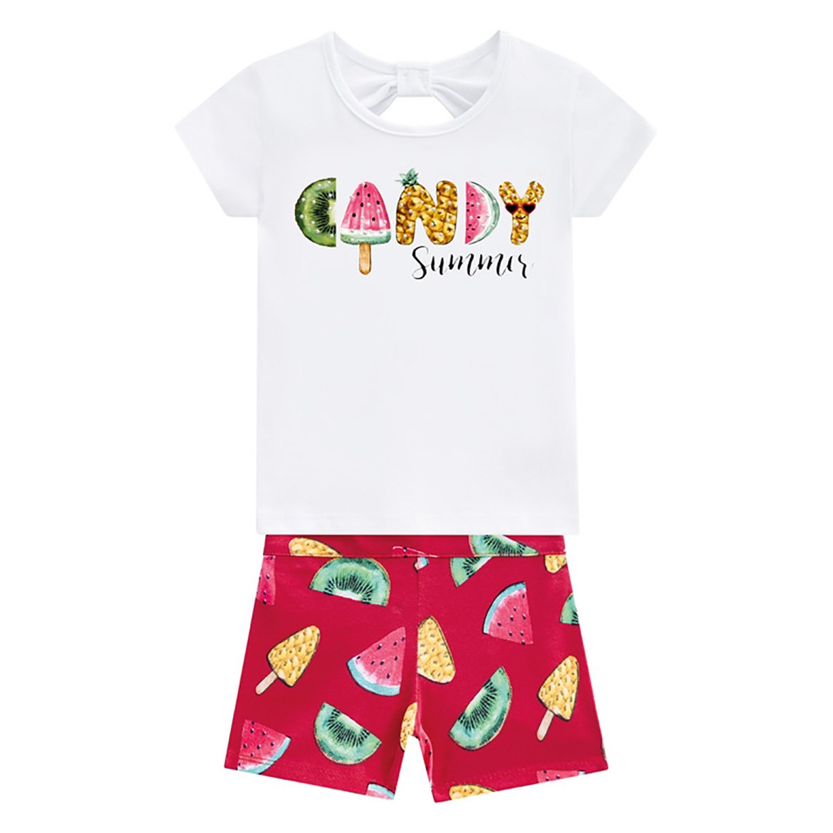 Conjunto Infantil Kyly Blusa E Shorts Candy Sumer Feminino