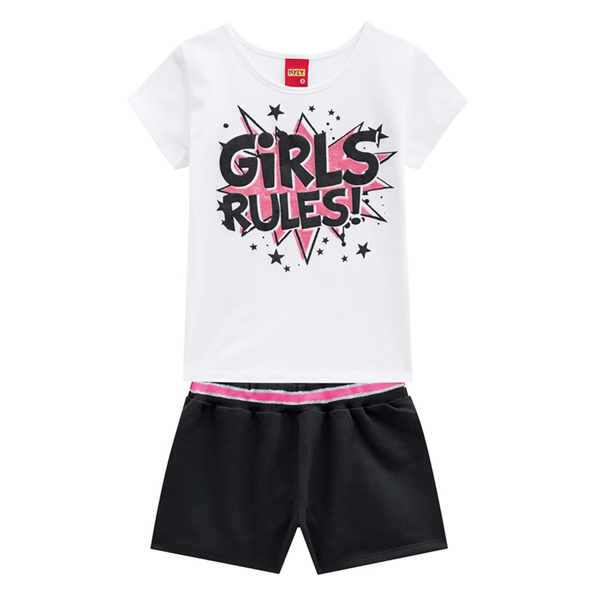 Conjunto Juvenil Kyly Camiseta + Short Girls Rules Feminino