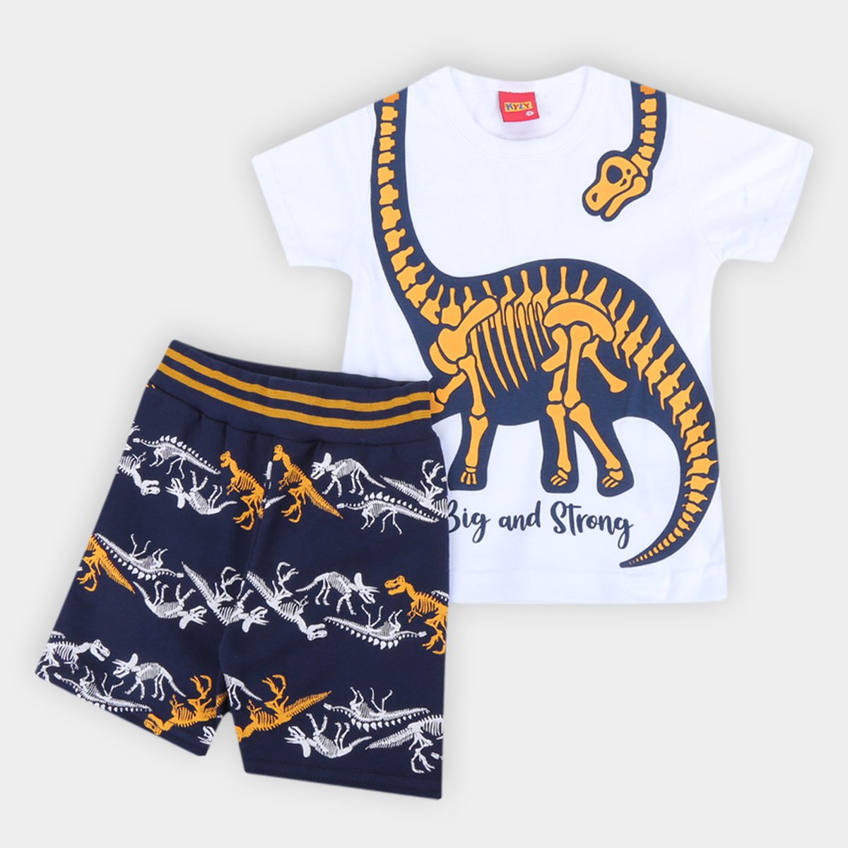 Conjunto Infantil Kyly Camiseta E Bermuda Moletom Dino Masculino