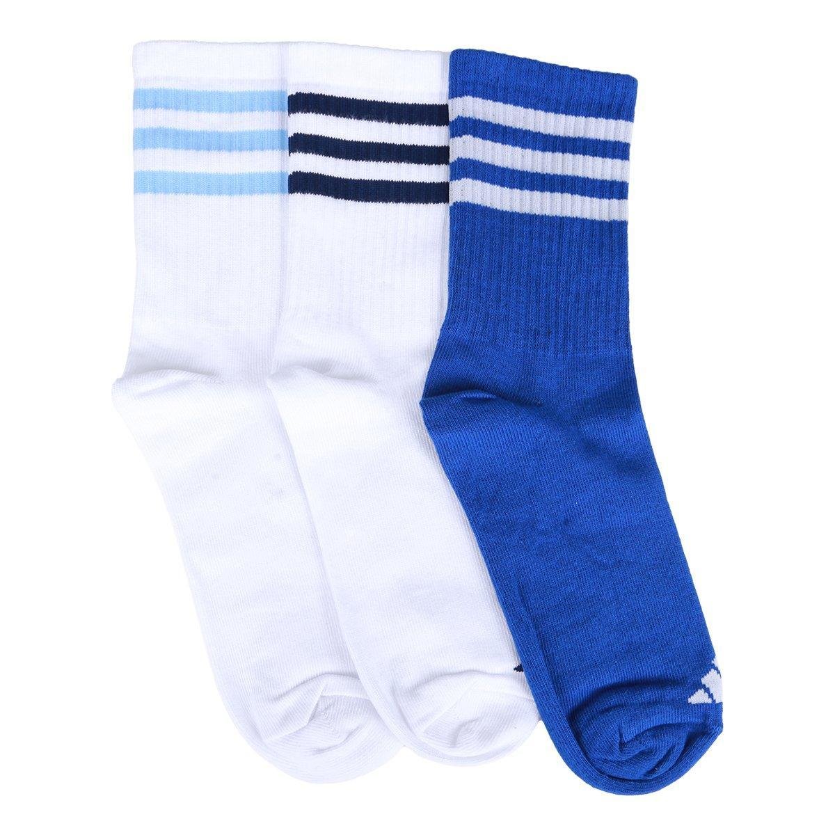 Kit Meia Infantil Adidas Crew Com 3 Pares - Tam: P - 4
