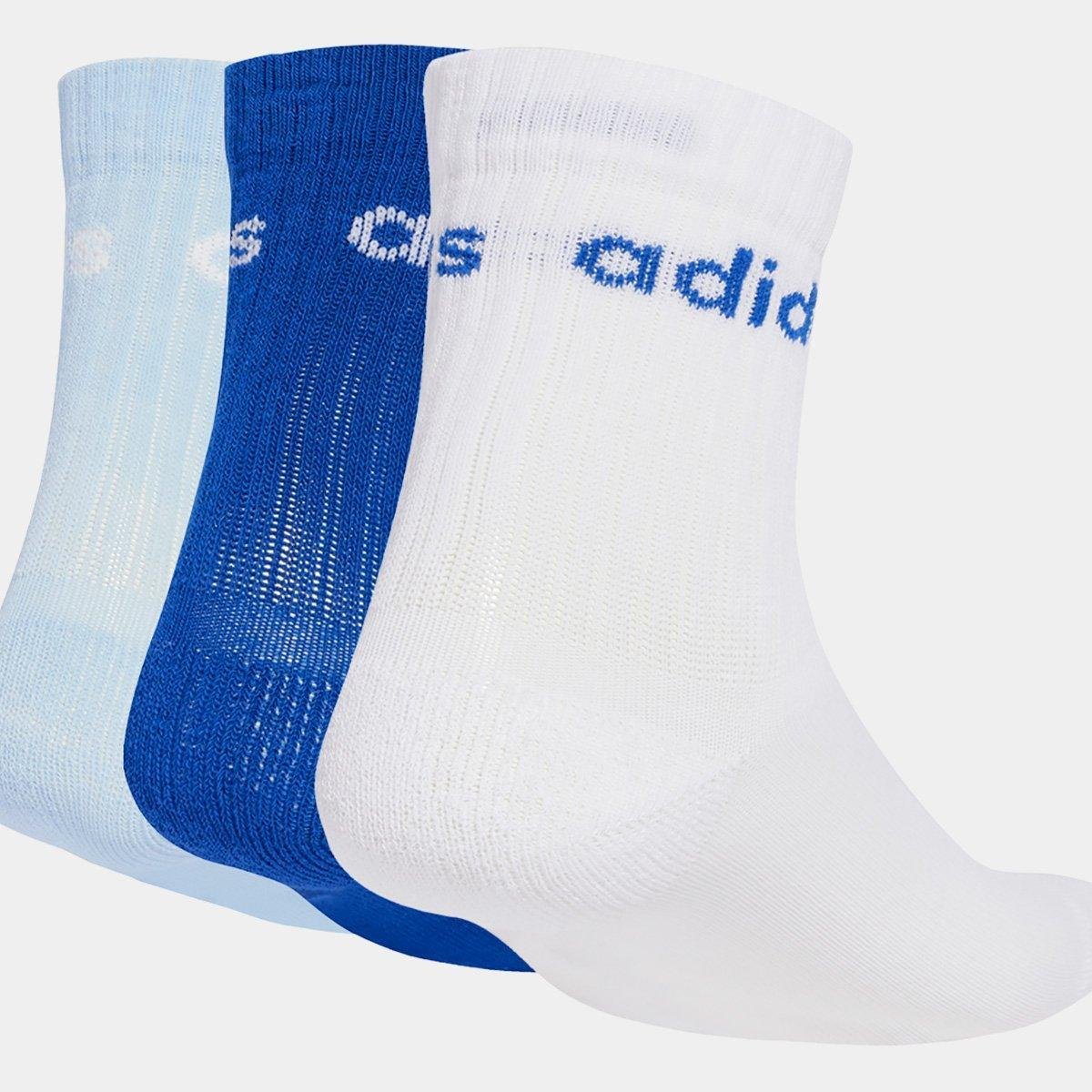 Meia Infantil Adidas Lin Crw Com 3 Pares - Tam: 29/31 - 1