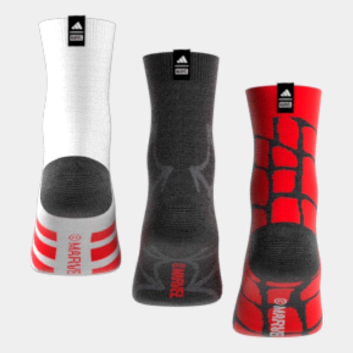Kit Meia Infantil Adidas Homem-Aranha Com 3 Pares - Tam: 37/39 - 1