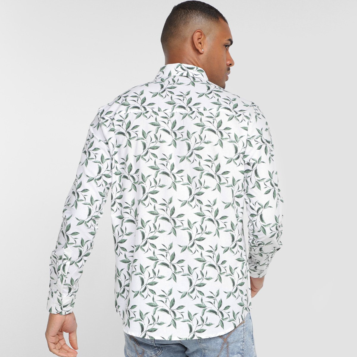 Camisa Manga Longa Milano Tricoline Estampada Masculina - Tam: P - 1
