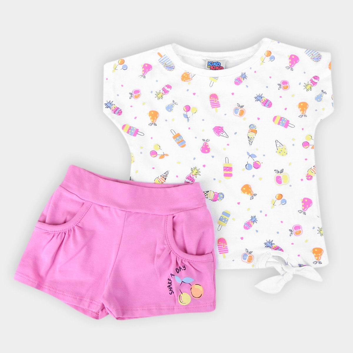 Conjunto Infantil Kiko & Kika Blusa E Shorts Shakf Day Feminino