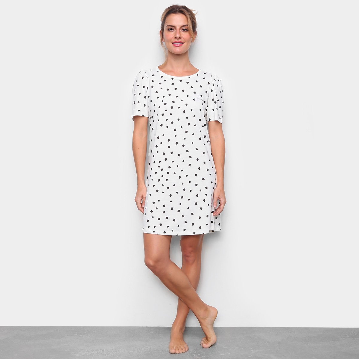 Camisola Cor Com Amor Poá Feminina