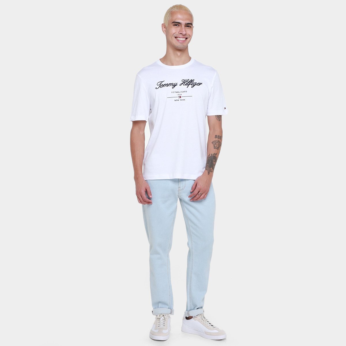 Camiseta Tommy Hilfiger Script Logo Masculina - Tam: P - 3
