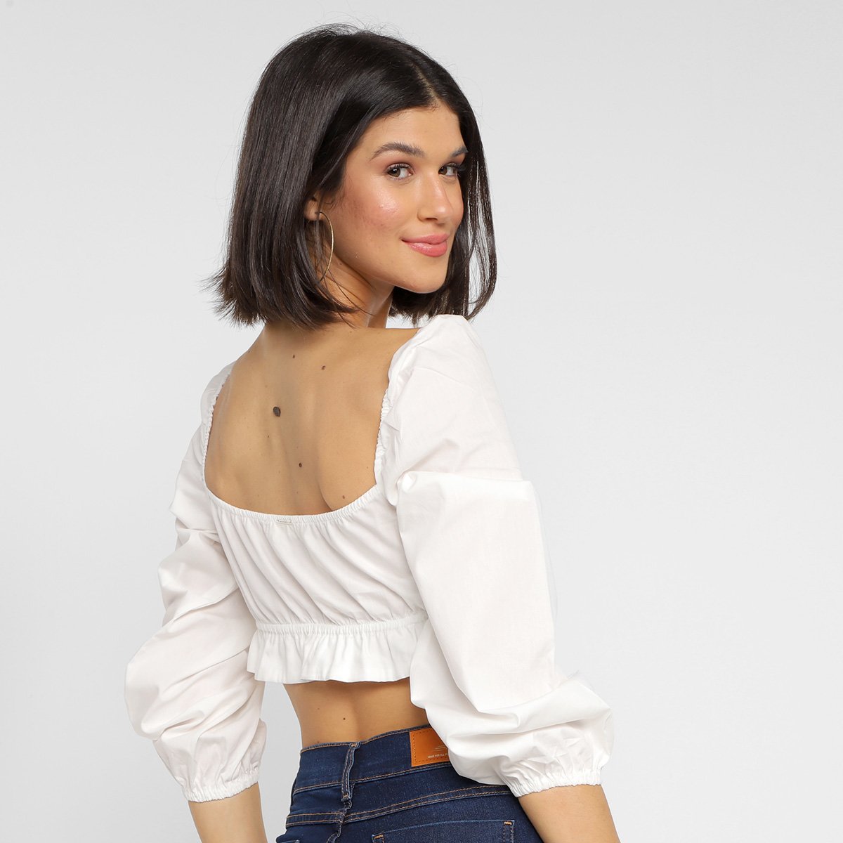 Blusa Cropped My Favorite Thing (s) Manga Bufante Feminina - Tam: M - 1