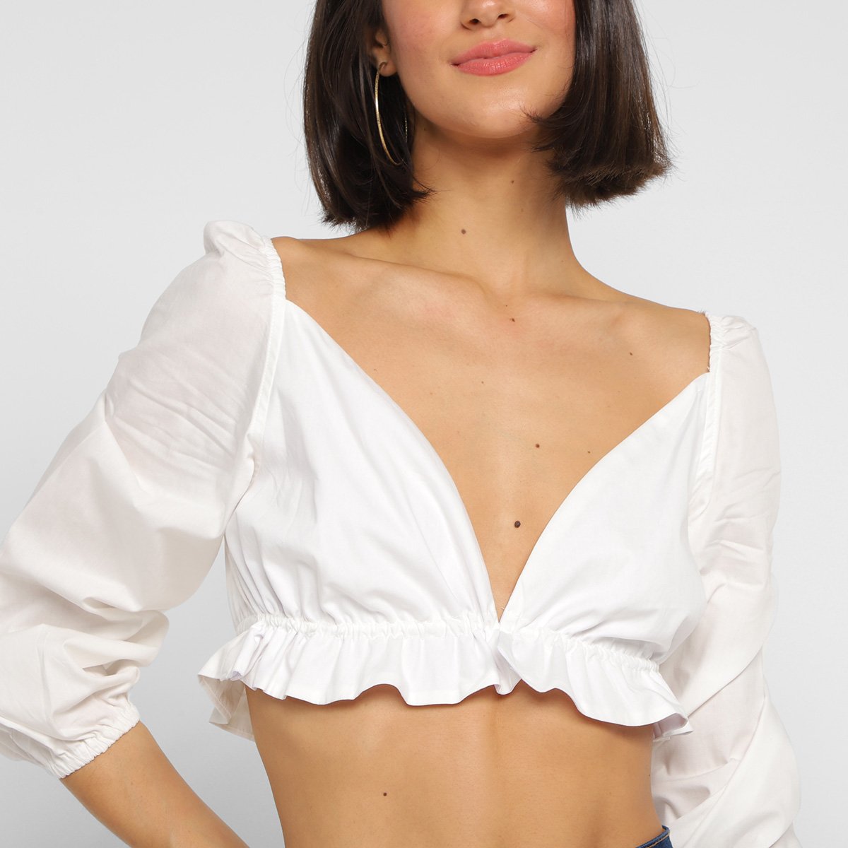 Blusa Cropped My Favorite Thing (s) Manga Bufante Feminina - Tam: M - 2