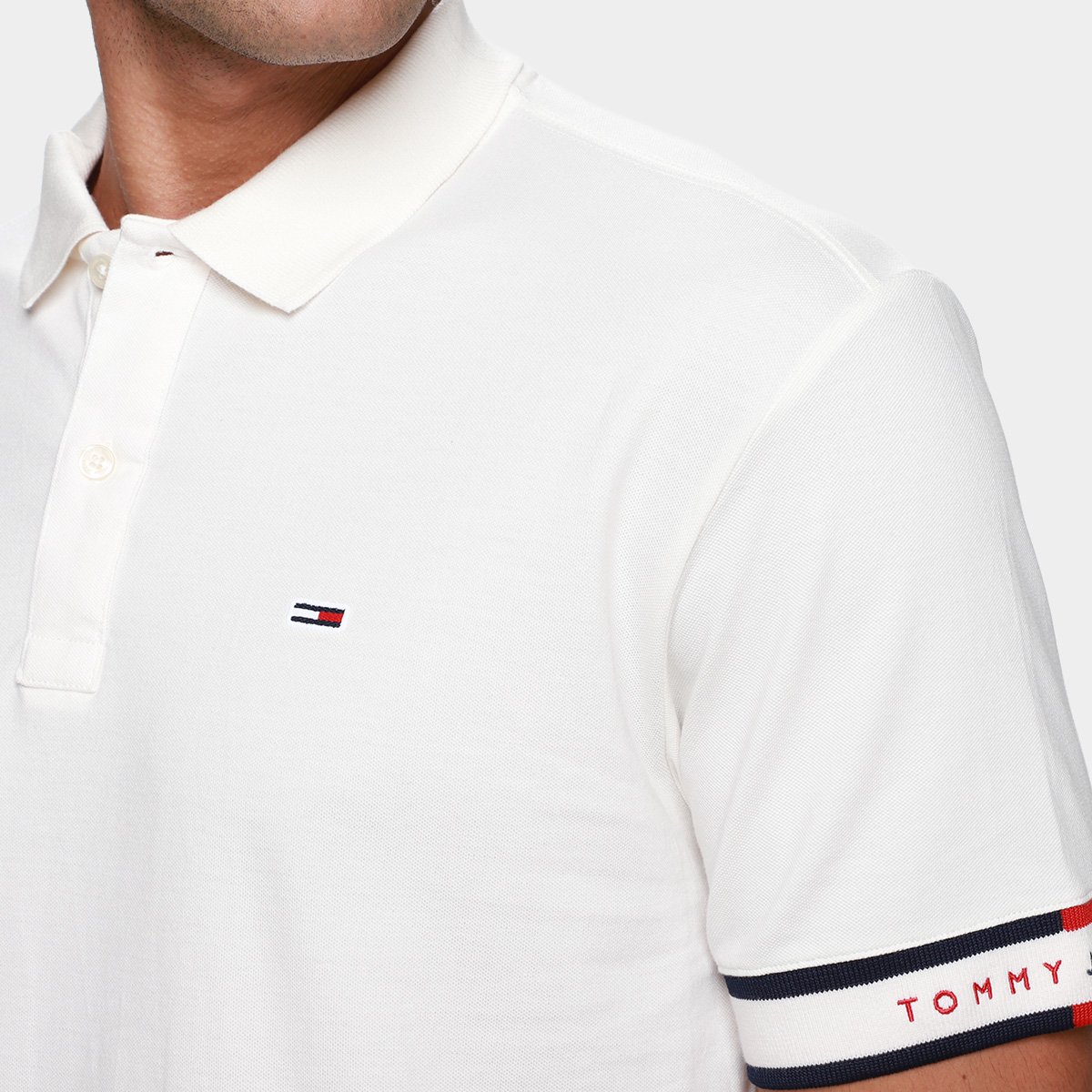 Camisa Polo Tommy Jeans Flag Cuff Masculina - Tam: P - 2