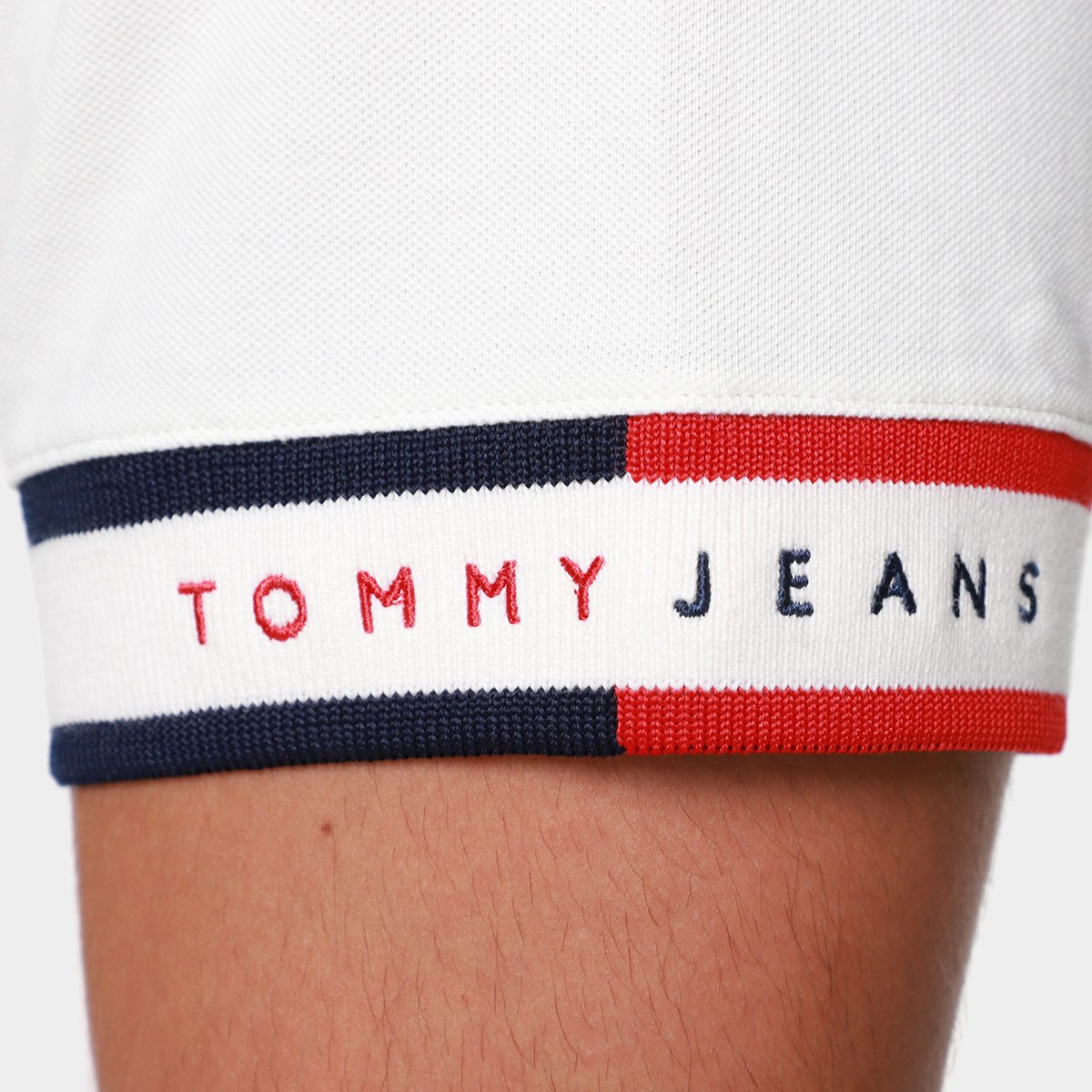 Camisa Polo Tommy Jeans Flag Cuff Masculina - Tam: P - 4