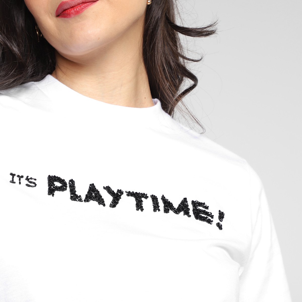 T-Shit Animale Jeans Play Time White Feminina - Tam: M - 2