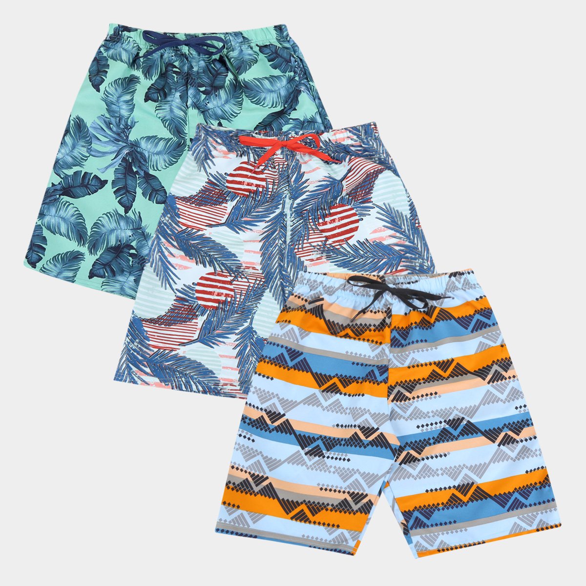 Kit Bermuda Tactel Infantil Candy Kids Estampada Masculina 3 Peças