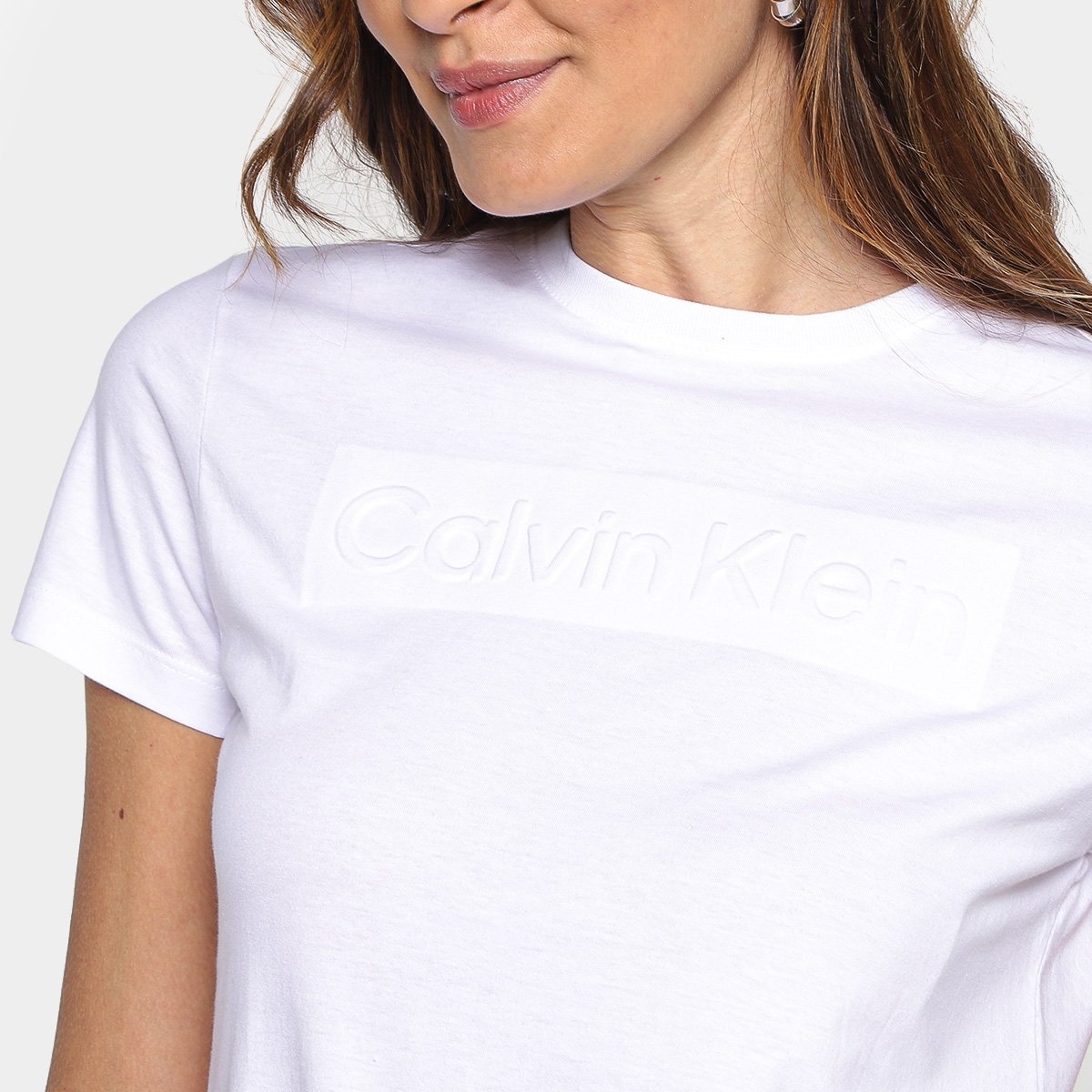 Camiseta Calvin Klein Logo Embossed Manga Curta Feminina - Tam: M - 2