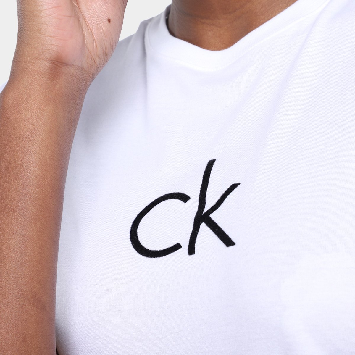 Camiseta Calvin Klein Logo Flocado Feminina - Tam: M - 2