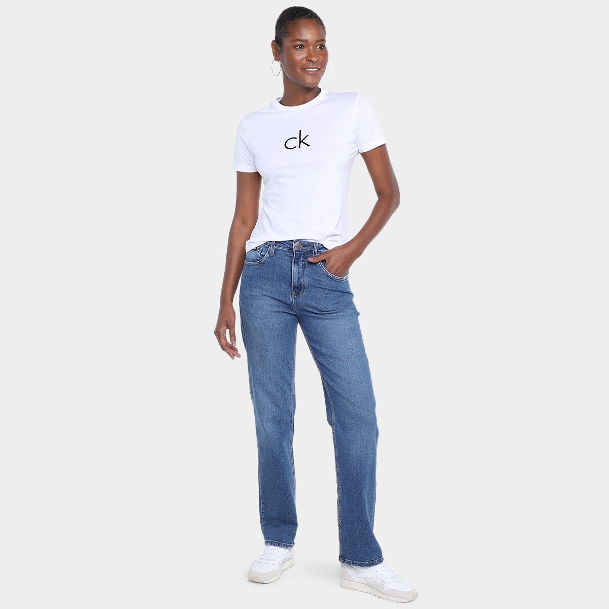 Camiseta Calvin Klein Logo Flocado Feminina - Tam: M - 3