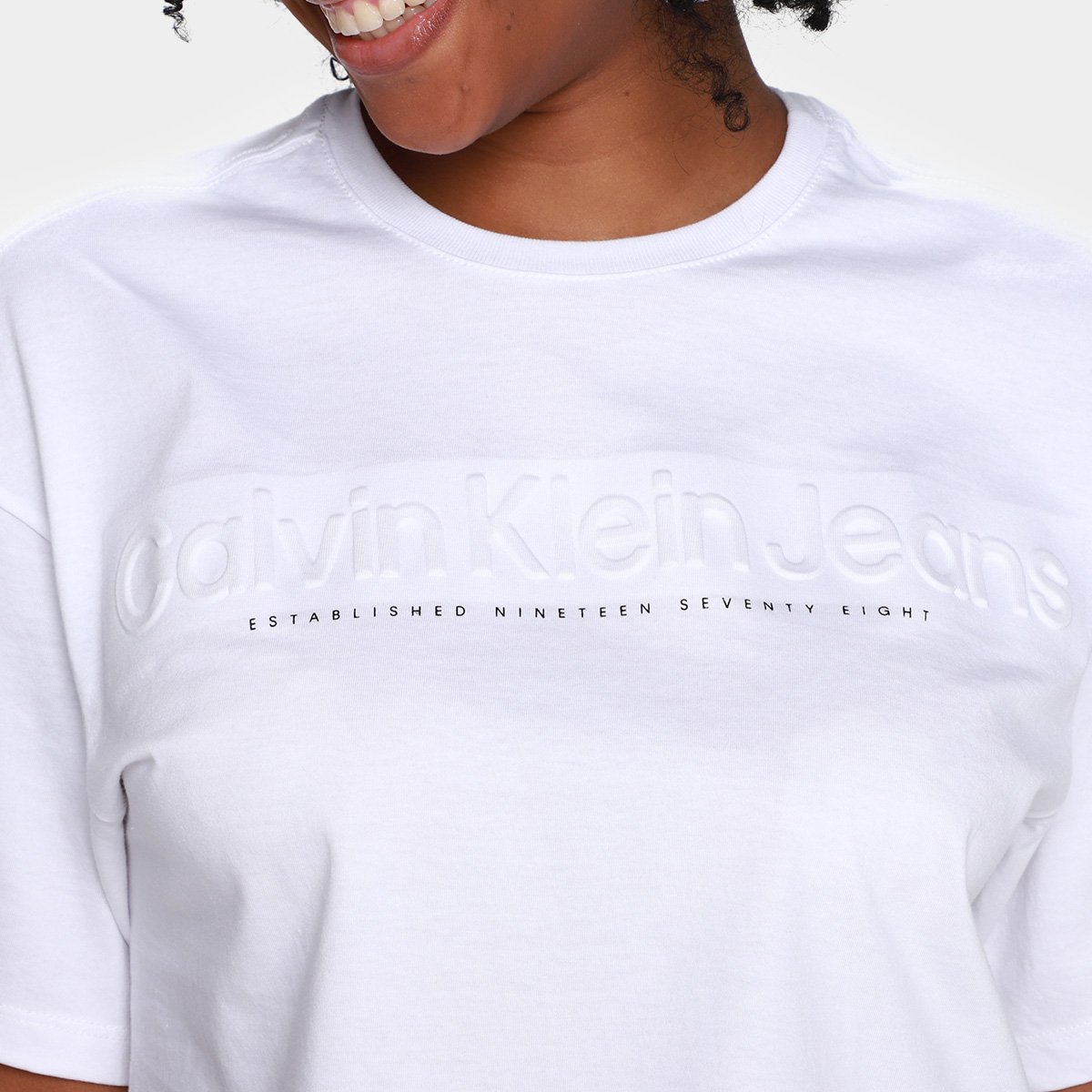 Camiseta Cropped Calvin Klein Embossed Feminina - Tam: P - 2