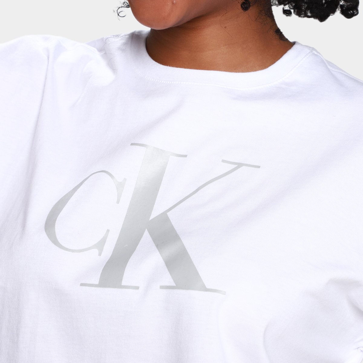 Camiseta Cropped Calvin Klein Casual Feminina - Tam: GG - 2