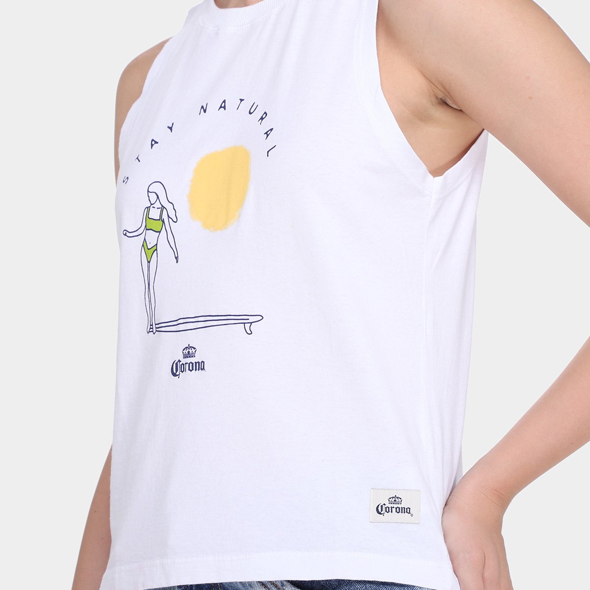 Camiseta Cropped Corona Manga Curta Feminina - Tam: EP - 2