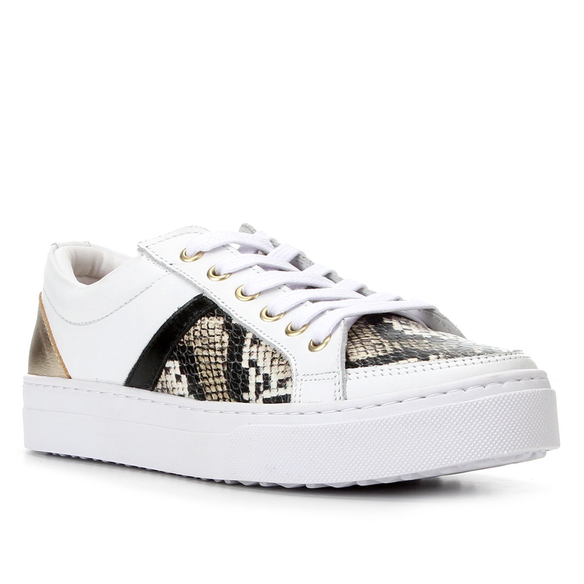 Tênis Couro Shoestock Cobra Listra Feminino