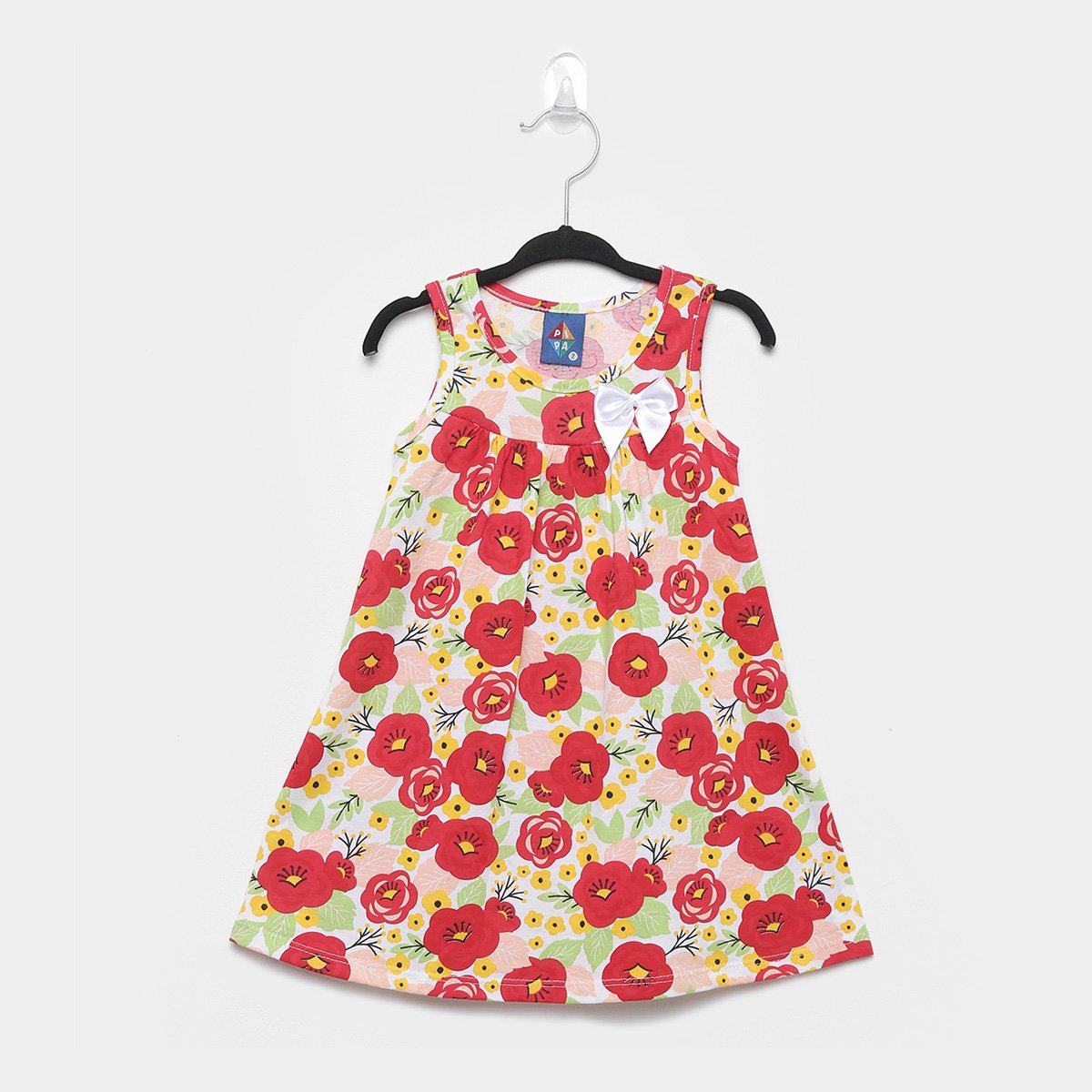 Vestido Infantil Pipa Meia Malha Floral Com Lacinho