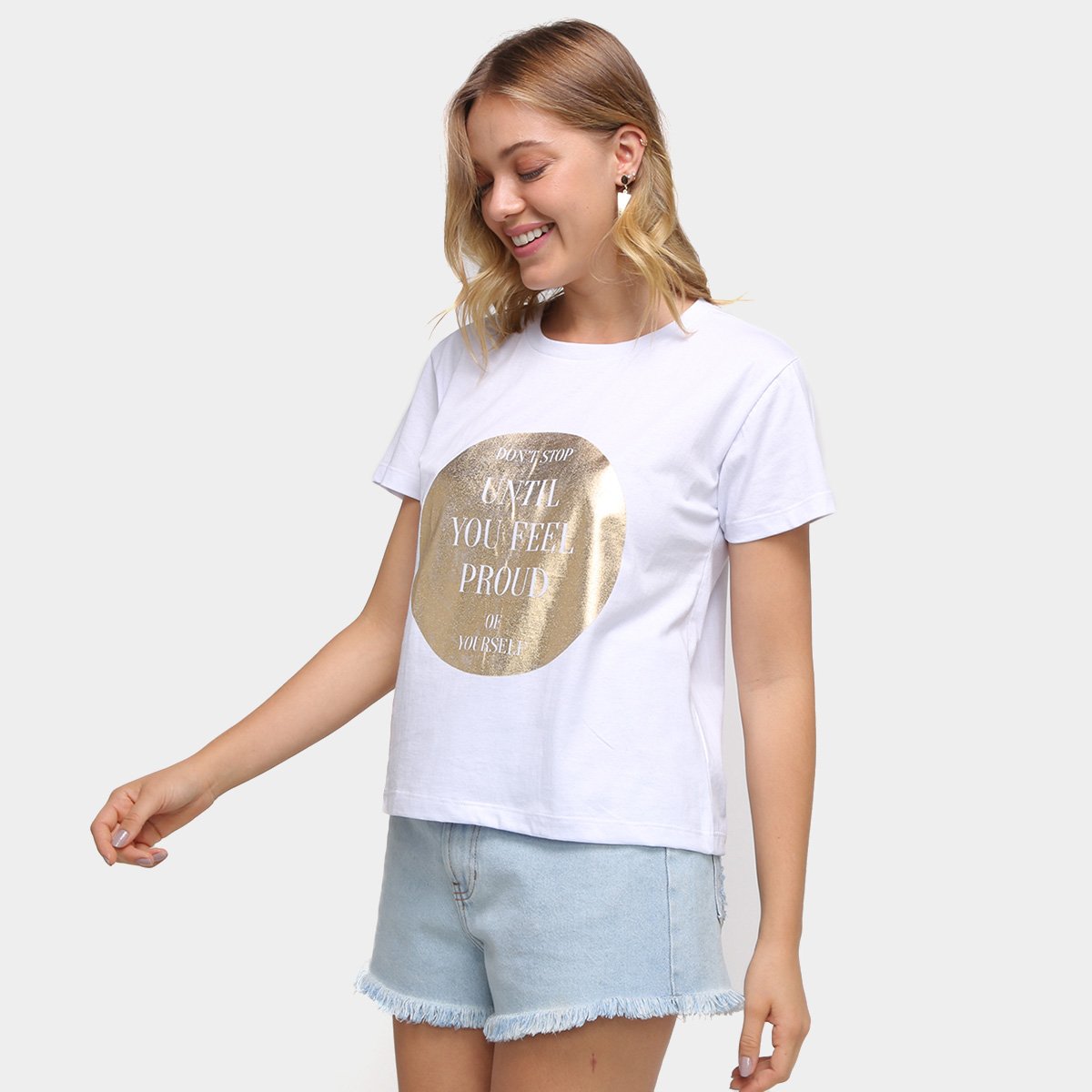 Camiseta Volare Básica Foil Don't Stop Feminina