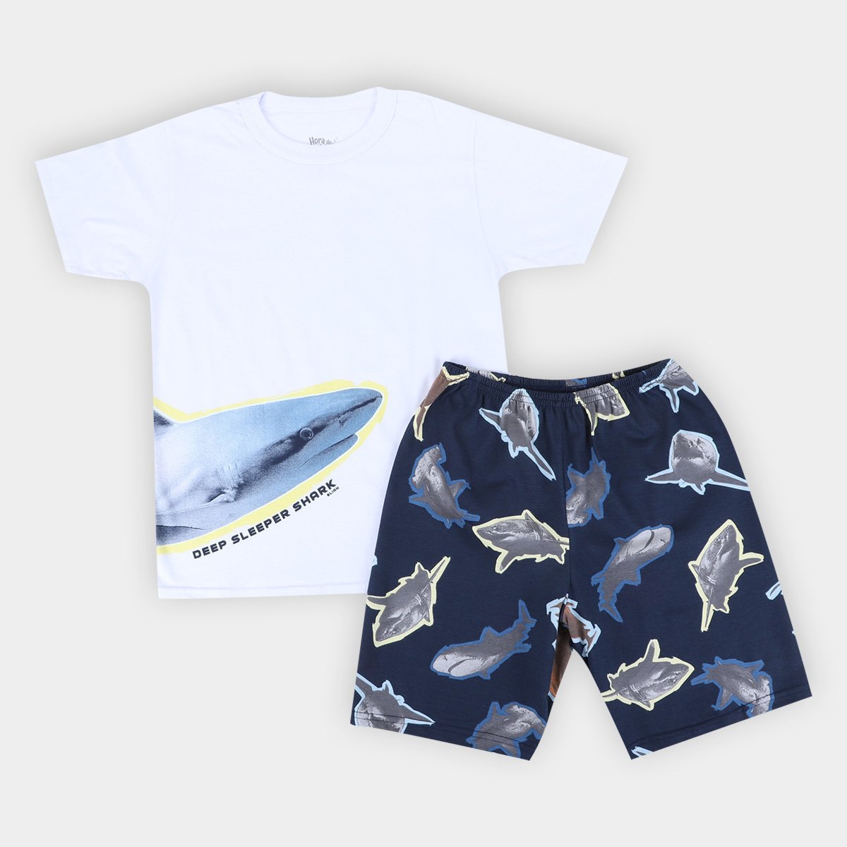 Pijama Curto Infantil Elian Shark Masculino