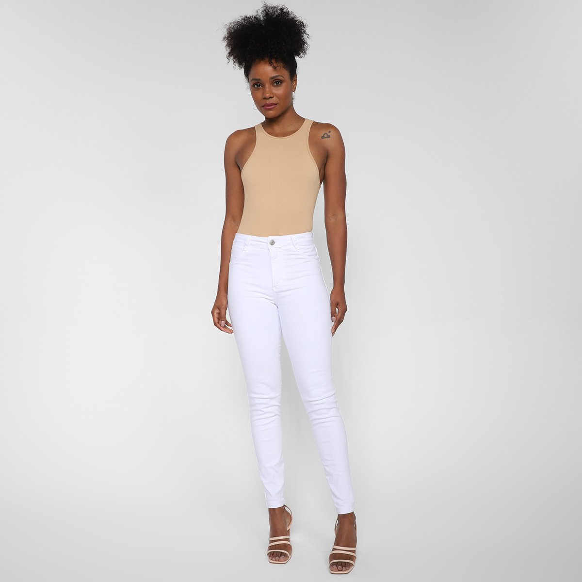 Calça Sarja Cambos Skinny Com Push Up Cintura Alta Feminina - Tam: 46 - 1