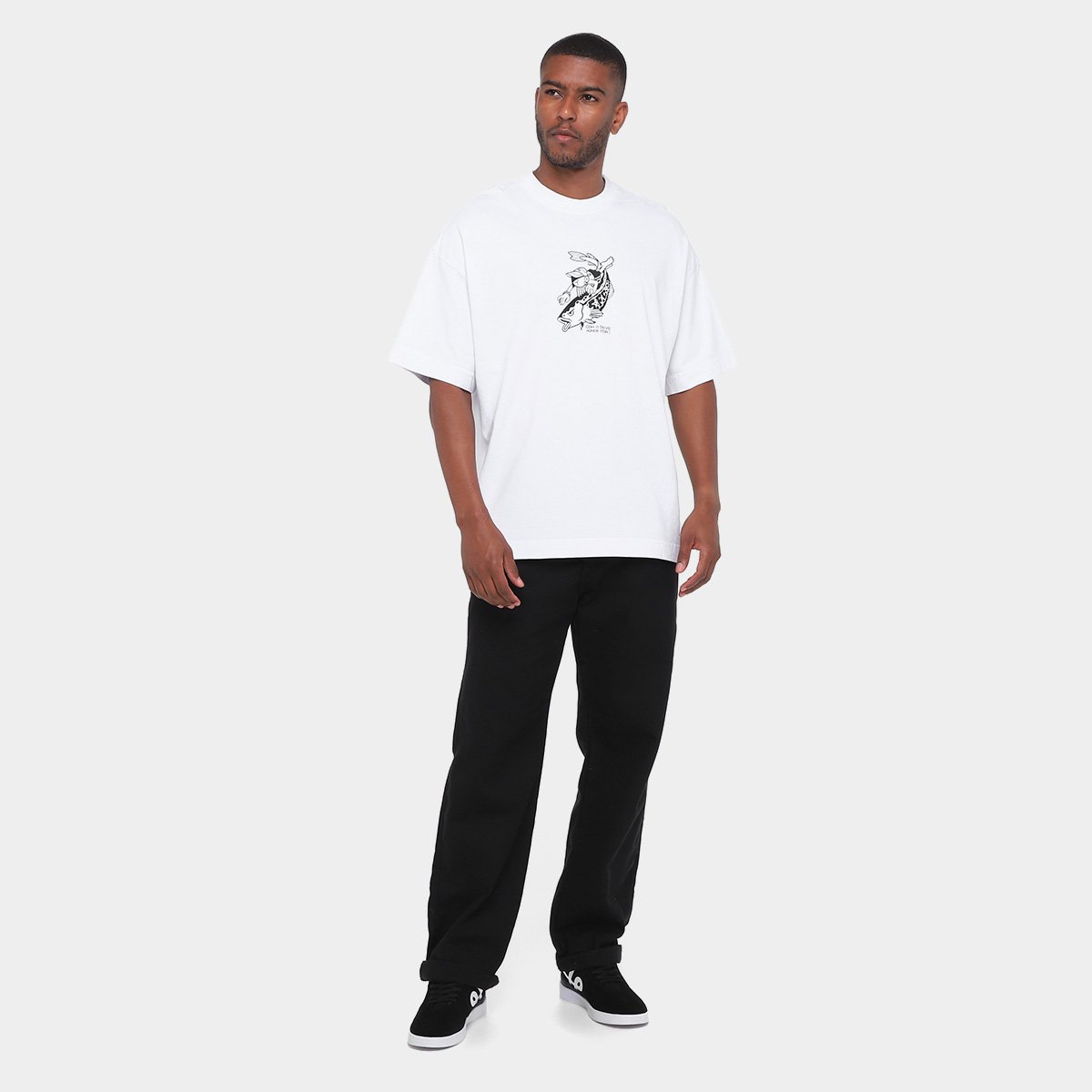 Camiseta Oversized Santos Com o Peixe Masculina - Tam: P - 5