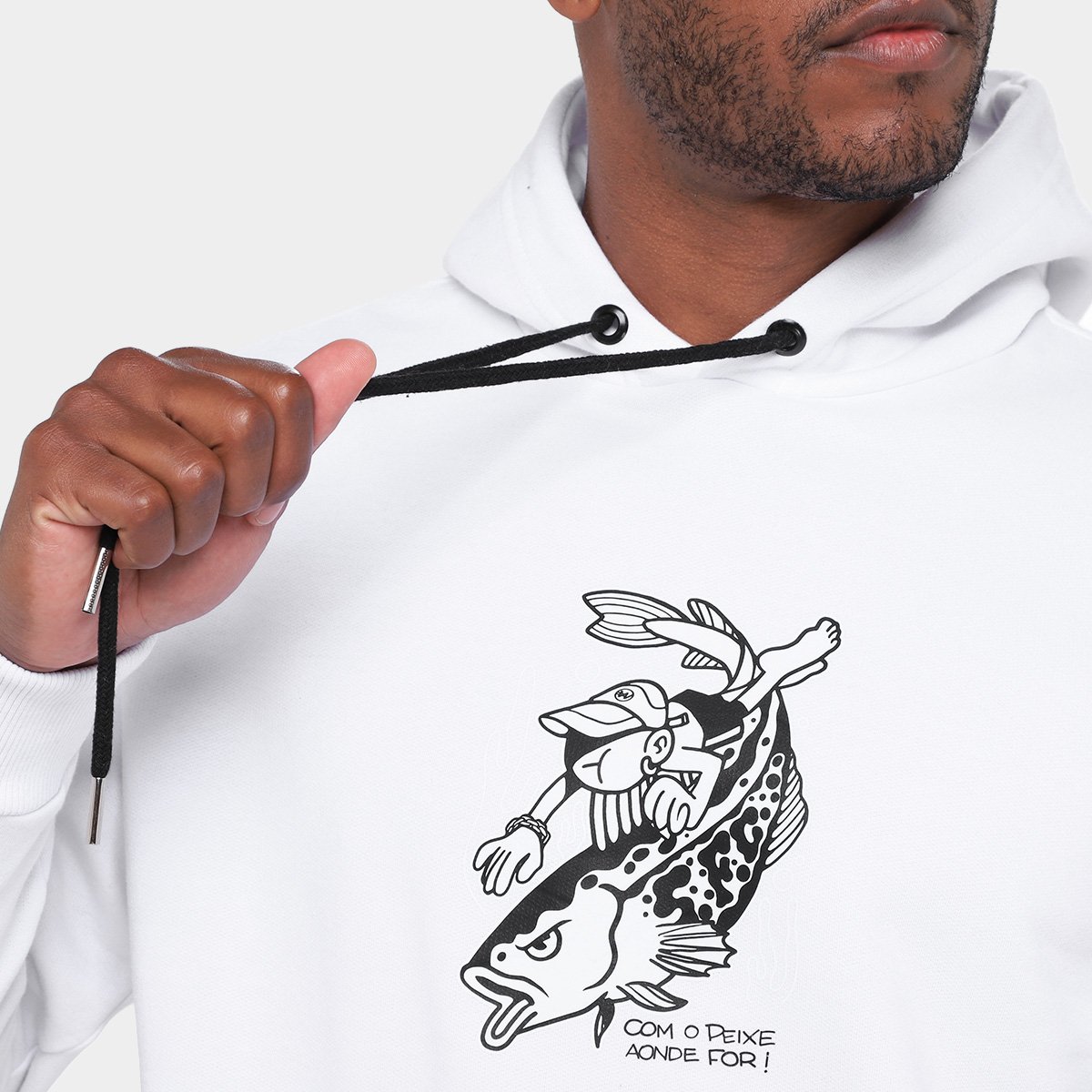 Moletom Com Capuz Santos Com Peixe Aonde For Masculino - Tam: P - 2
