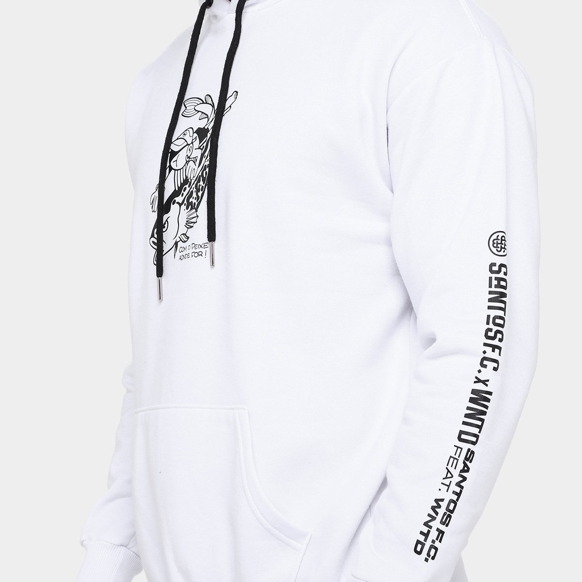 Moletom Com Capuz Santos Com Peixe Aonde For Masculino - Tam: P - 3