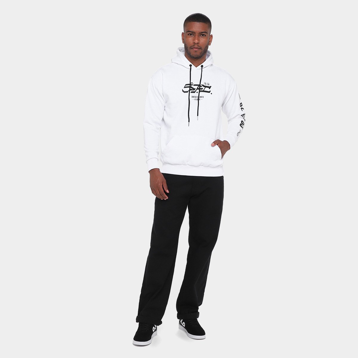 Moletom Com Capuz Santos Raça Garra e Tradição Masculino - Tam: P - 4