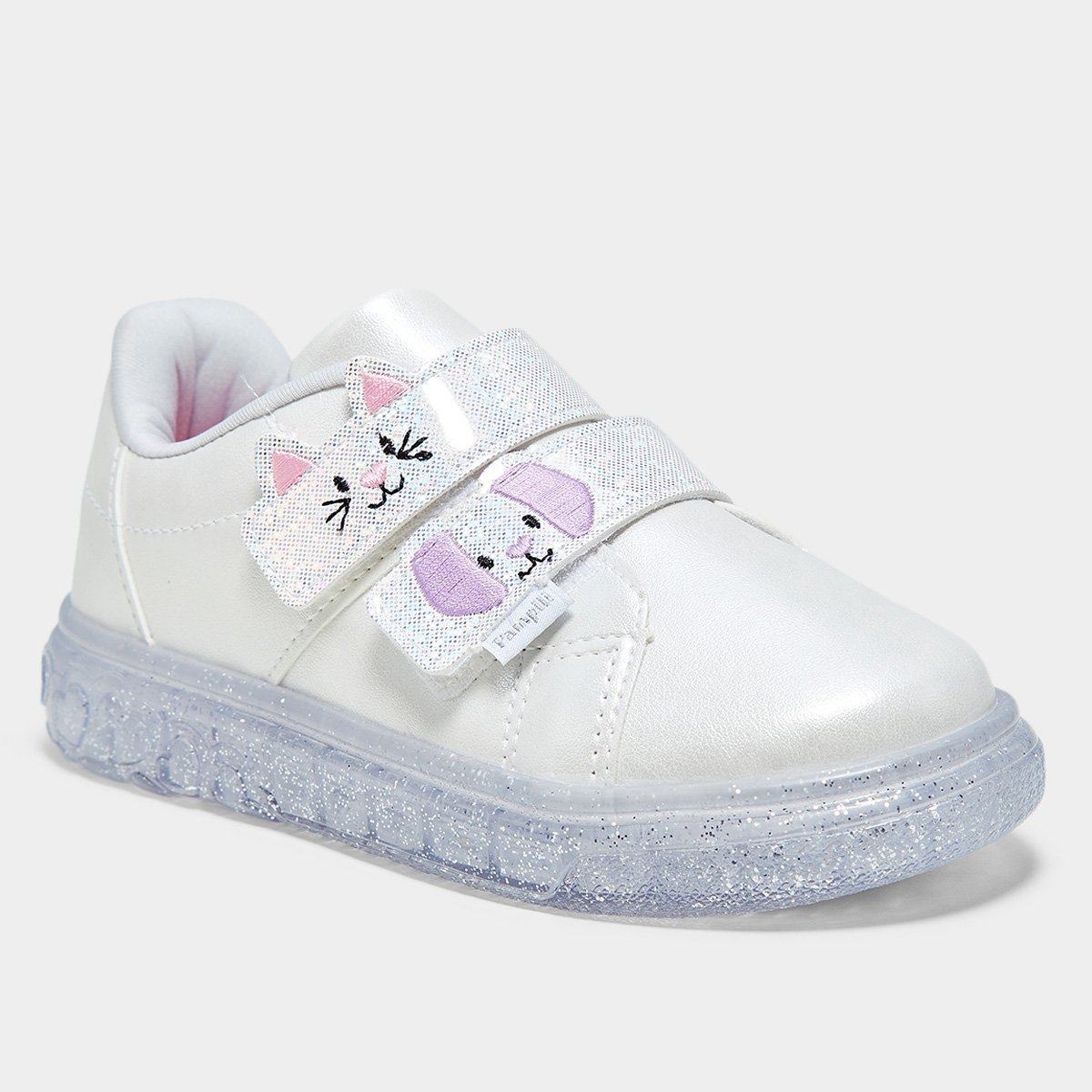 Tênis Infantil Pampili Gatinho com Led Menina - Tam: 25 - 2