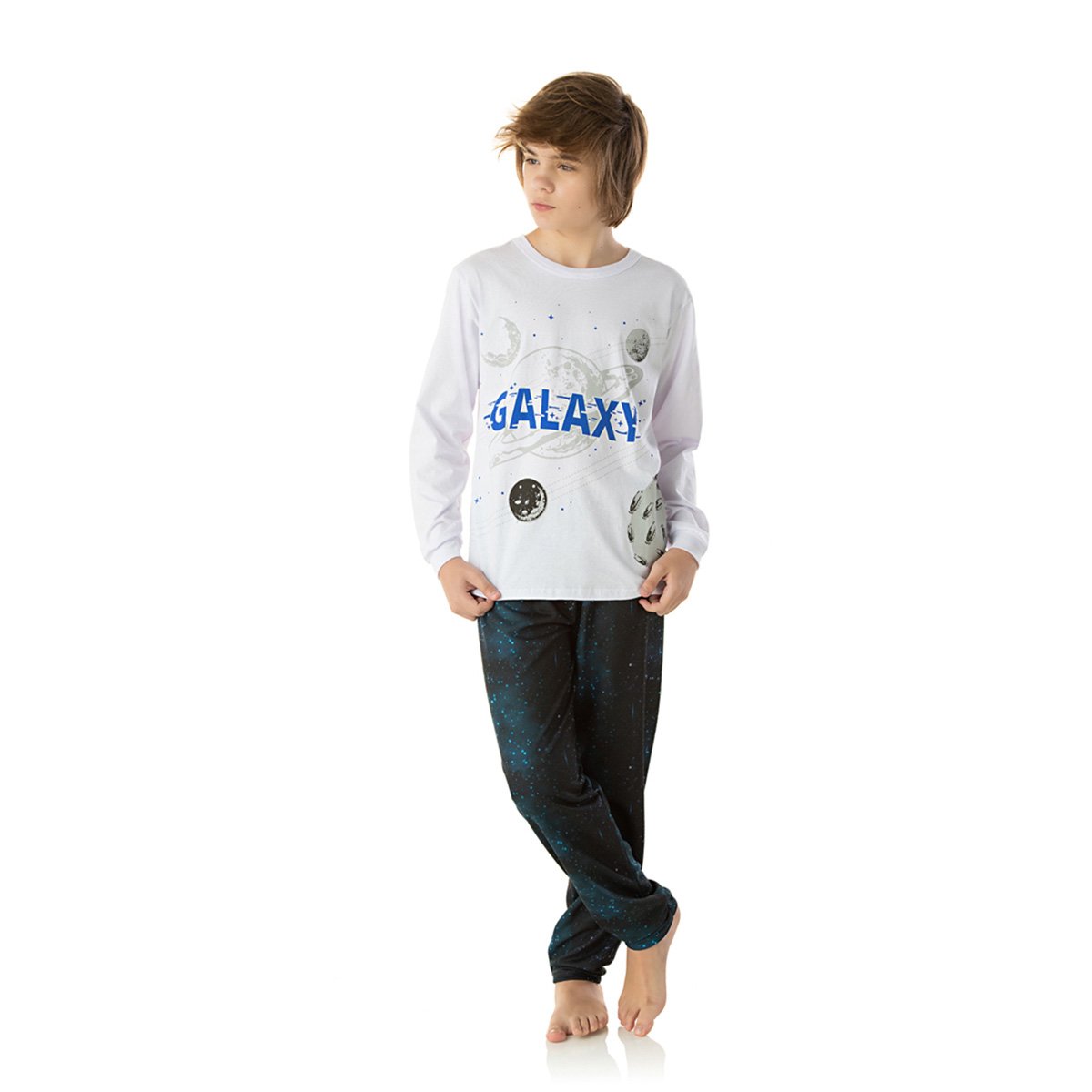 Pijama Longo Juvenil Duzizo Estampado Brilha No Escuro