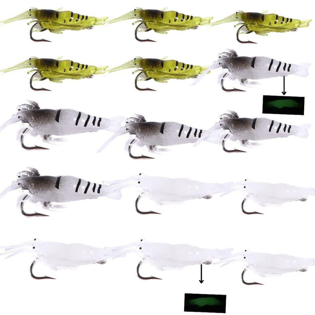15 Iscas Artificiais Camarão 4.5cm com Anzol