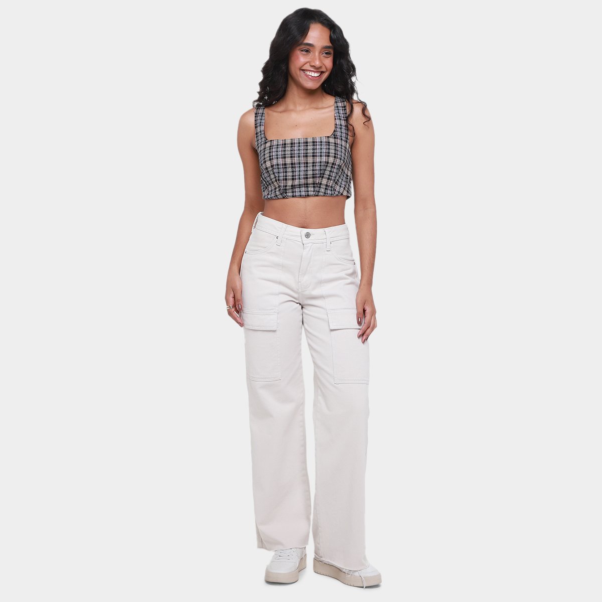 Top Cropped My Favorite Things Xadrez Feminino - Tam: M - 3